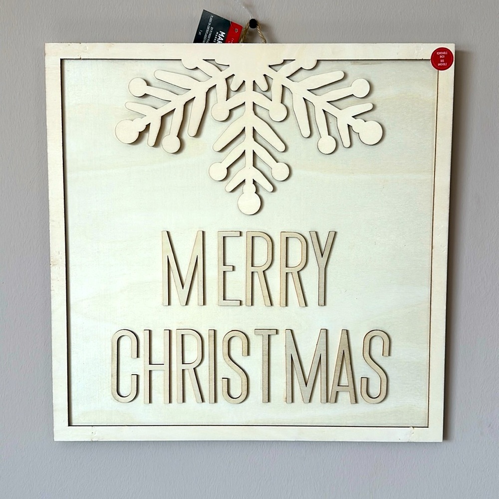 Merry Christmas Plywood Wooden Sign Plague DIY Project Decor Removable Frame 15”